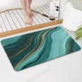 thumbnail image 4 of Teal Gold Marble Wave Pattern Bathroom Rugs Mat,Non Slip Microfiber Bathroom Rug,Rubber Backing,Soft Bathroom Mats for Bathroom Floor,Tub and Shower,17x30in(43x75cm), 4 of 5