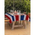 thumbnail image 3 of Outdoor Tablecloth with Umbrella Hole for Patio/Picnic/Party/Camping, Patriotic Gnomes Waterproof Table Cloth Rectangle Table Cover Washable, Independence Vintage Blue Red Striped (54"x 80"), 3 of 9