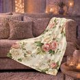 thumbnail image 6 of Vintage Botanical Rose Floral, Cozy Botanical Garden Scene, Warm Flannel Blanket for Sunroom and Reading Nook, Garden Lovers Thanksgiving Gift, Botanical Home Decor, 6 of 9