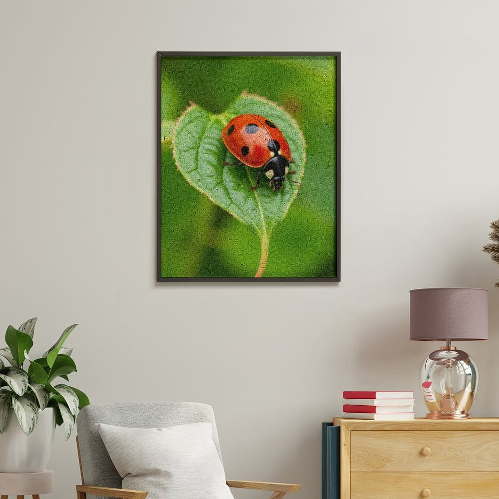 Paint by Numbers Kit for Adults, Red Ladybug On Green Leaf Paint by Numbers, Easy Paint by Numbers Kit for Adults Beginner, DIY Adult Paint by Number Kits on Canvas, 12x16in Home Decor