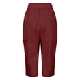 thumbnail image 5 of MAOQHI Womens Pants Casual Summer Cropped Pants with Drawstring Elastic Waistband and Side Pockets Lightweight Pure Color Trousers for Outdoor Travel, 5 of 7