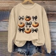 thumbnail image 2 of QASIEATN Hoodies for Graceful Women Fashion, Ladies Bow and Pumpkin Print Round Neck Casual Long Sleeve Top Sweatshirt, Womens Fall Tops, 2 of 3