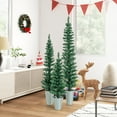 thumbnail image 2 of Gymax Potted Artificial Christmas Tree Set of 3 with 3/4/5 FT Faux Slim Pencil Trees, 2 of 10