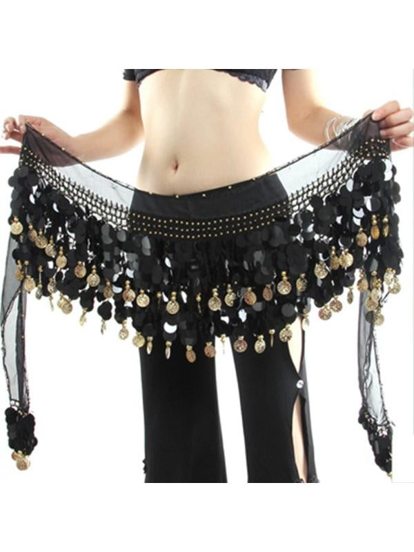 Egypt Belly Dance Costume  Hip Scarf Wrap Belt Skirt Tassels Gold/Silver Coins 