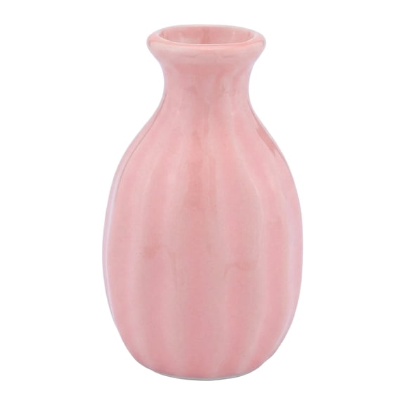 REGALWOVEN Mini Ceramic Bud Vase, Small Decorative Flower Vase for Single Stem, Tiny Matte Vase for Desktop, Shelf, Tiered Tray Pink 1.8"L x 1.8"W x 3"H