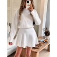 thumbnail image 5 of Fall Sweater Sets Skirt Sets Women 2 Piece Outfits Long Sleeve Top and Skirts Set White S, 5 of 7