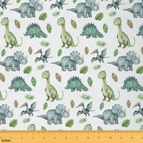 Castle Fairy Animal Dinosaur Fabric by the Yard 10 Yard,Tree Leaves Room Decor Fabric by the Yard,Cartoon Wildlife Sewing Fabric,Super Cozy Cute Room Decor