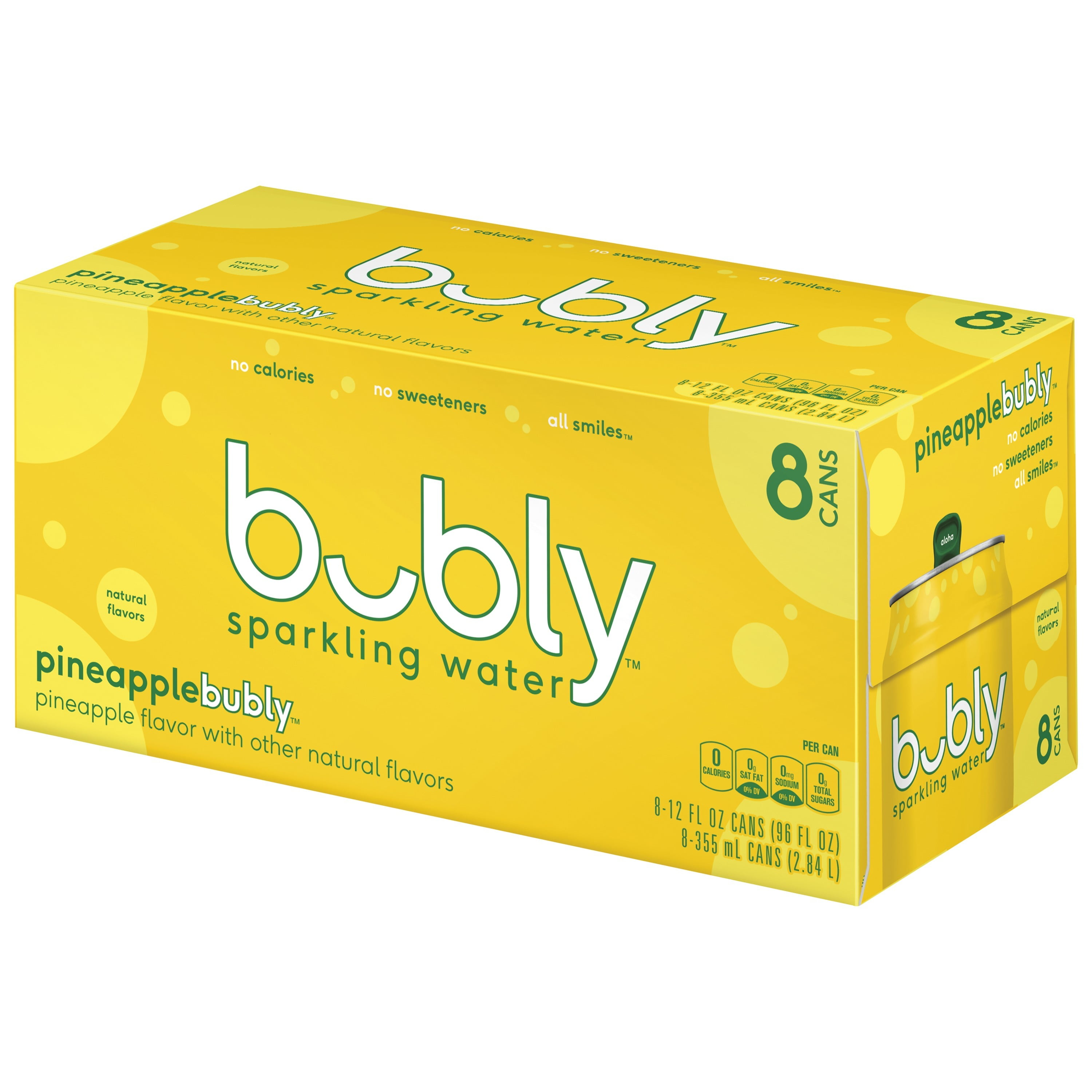 bubly Pineapple Sparkling Water, 12 Fl Oz, 8 Pack Cans