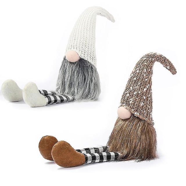 2 uds/3 uds. De gnomos de felpa tejidos a cuadros de lana con piernas largas, decoración navideña para el hogar, regalo de Navidad para niños