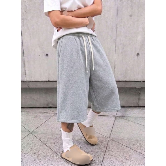 Men's Loose Fit Capri Pants Drawstring Casual Shorts for Home Outdoor Daily Wear