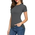 thumbnail image 5 of Women's Basic Crew Neck Tee – Soft Breathable Cotton Short Sleeve Shirt, Oversized Casual T-Shirt | Yubnlvae | Womens Basic Solid Color Crew Neck Short Sleeve Long Tee (Gray 2 | M), 5 of 6