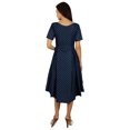 thumbnail image 3 of Bimba Robe Plissée en Chambray Bleu pour Femmes avec Poches Chic Décontractée Midi, 3 of 9