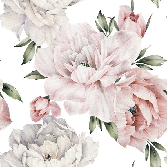 MuralsPrint Daria Cute Peony Peel and Stick Floral Wallpaper, Removable Wallpaper 10'L x 24''W