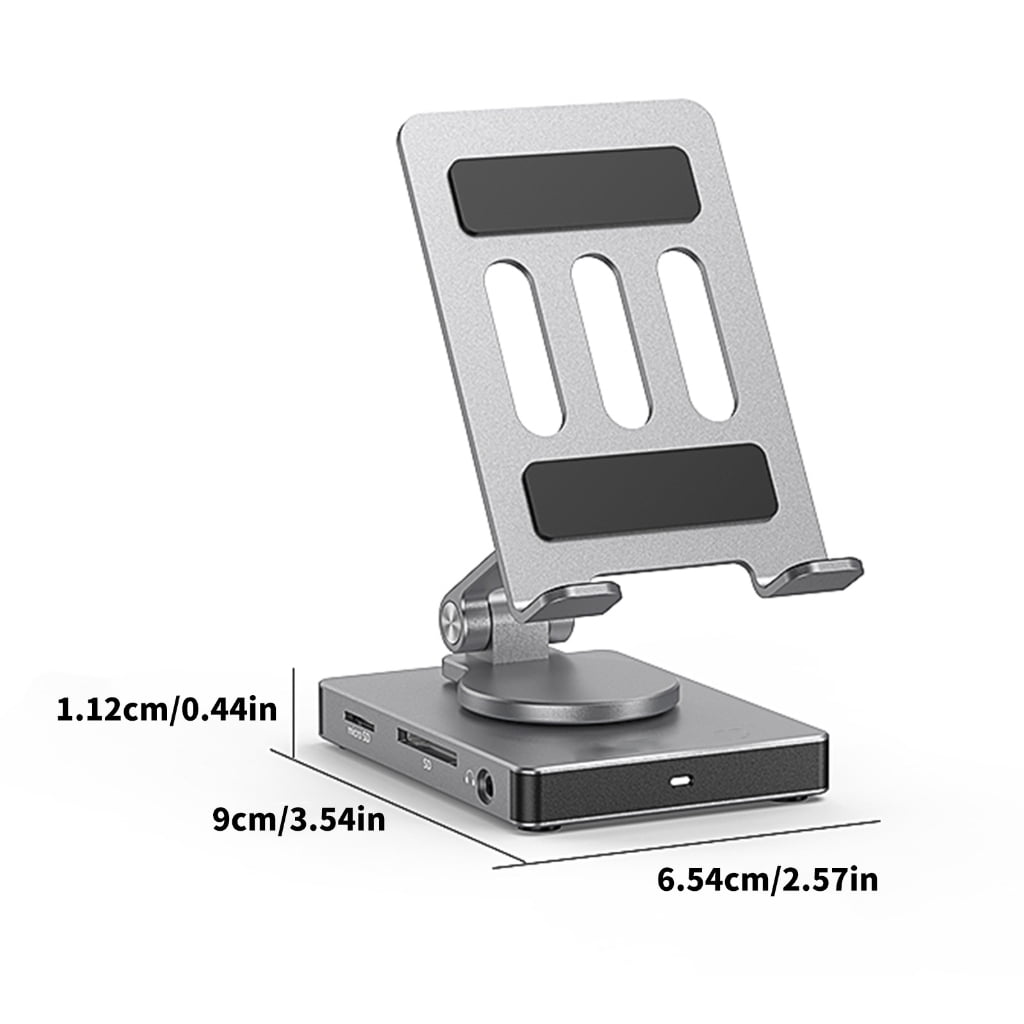 Foldable 8 in 1 USB C Hub Adapter 5Gbps Data Transfer 100W Fast Charging Rotatable Phone Stand Aluminum Construction
