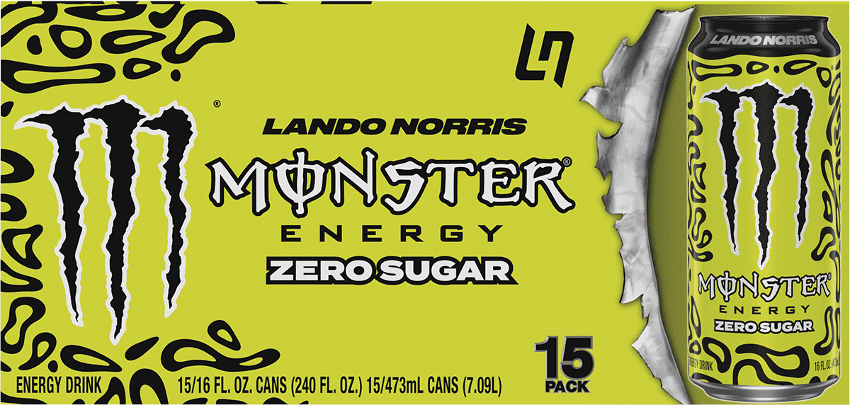 Monster Energy Zero Sugar, Lando Norris, Sugar Free Energy Drink, 15 Pack - 16 fl oz