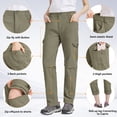 thumbnail image 2 of POENTAB Women's Hiking Pants Convertible Quick Dry Stretch Lightweight Zip-Off Outdoor Pants with 6 Deep Pockets Green, 2 of 7