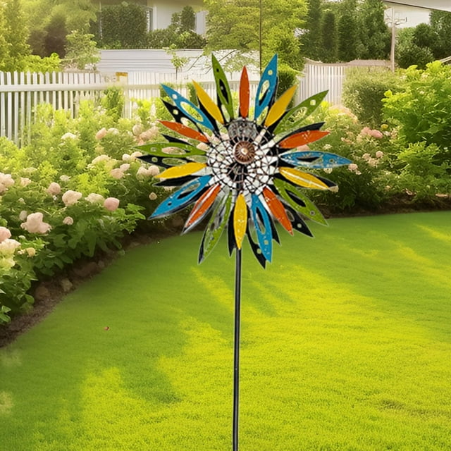 Solar, adorno para césped, escultura de viento de hierro, atrapasueños para jardín, decoración de regalo de inauguración de casa al