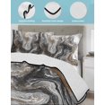 thumbnail image 4 of Black Marble Queen Size Down Alternative Comforter, Lightweight Comforter Quilt Bedding Set with Pillow Shams Retro Chic Abstract Mottled Texture Art All Seasons Bed Comforter Duvet Insert 90"x96", 4 of 7