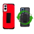 thumbnail image 3 of Compatible Case for Cricket Icon 6/ AT&T Verge, Dual Layer Shockproof 360-Degree Rotating Belt Clip Case Cover with Kickstand + Tempered Glass (Red), 3 of 10