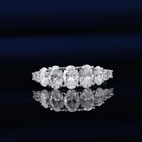 Eclet Jewels Oval Cut Excellent 1.5 Ct Diamond Ring For Women's - 14K White gold Plated Diamond Ring for Her - Five Stone Diamond Ring for Women's - Special Friendship Diamond Rings for Women's