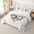 thumbnail image 3 of Homewish Cute Maltese Dog Twin Quilt Set,Kawaii Paw Print Twin Coverlet Set,White,2pcs, 3 of 7