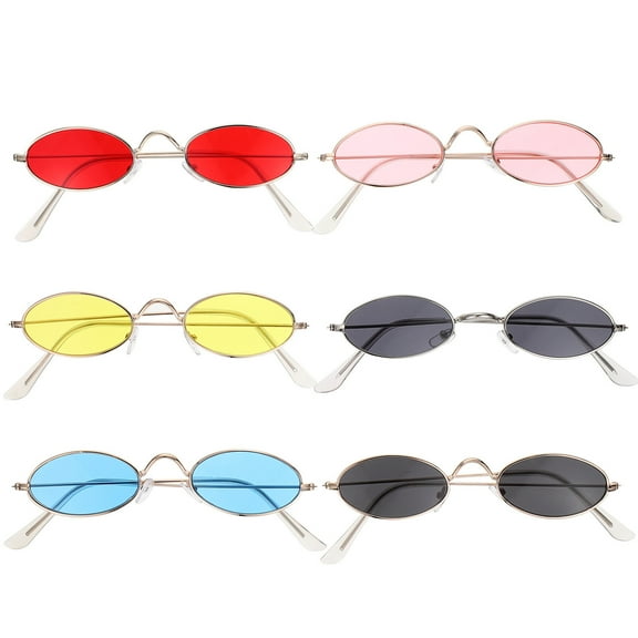 Pingxizhi 6 Pairs Multi-Colored Sunglasses Women Party Sunglasses Trendy Vintage Sunglasses Eyewear