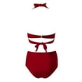 thumbnail image 7 of TOWED22 Women Two Piece Solid Color Swimsuit Retro Halter Ruched High Waist Bikini with Bottomï¼,Lï¼, 7 of 7