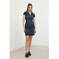 thumbnail image 2 of Banny Jeans ® Women's Navy Blue Denim Short Sleeve Dress Collared Neck Zippered Jean denim dress Summer Outfits for women, 2 of 5