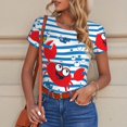 thumbnail image 6 of Disketp Red Funny Crab on Blue Stripe for Women's Short-Sleeved Onesie Fit Top T-Shirt Round Neck Basic Casual T-shirt Bodysuits-Large, 6 of 7