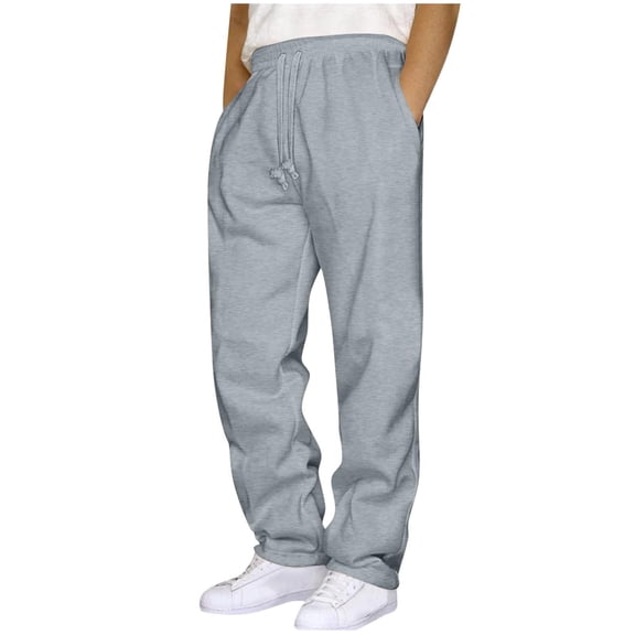 Lmnyox Men's Wide Leg Sweatpants Loose Plain Elastic Waist Drawstring Pants Casual Athletic Workout Pants with Pockets