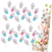 SKYSONIC 12 Pcs 24 Inch Christmas Candy Ornament and Blue Cupcake Tree Picks Pastel Christmas Hanging Ornaments Glitter Cupcake Picks Vase Filler