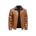 thumbnail image 5 of Men's leather jacket, new winter PU leather lapel fur integrated men's coat, men's solid color business fashion casual zipper leather coat for men, 5 of 5