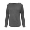 thumbnail image 3 of Fmbrln Womens Knitted Sweaters Fall Fashion Casual Crew Neck Long Sleeve Side Slit Hem Shirts Loose Comfy Pullover Tops Gray 2XL, 3 of 4