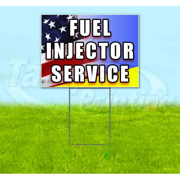 Fuel Injector Service (18" x 24") Yard Sign, Includes Metal Step Stake