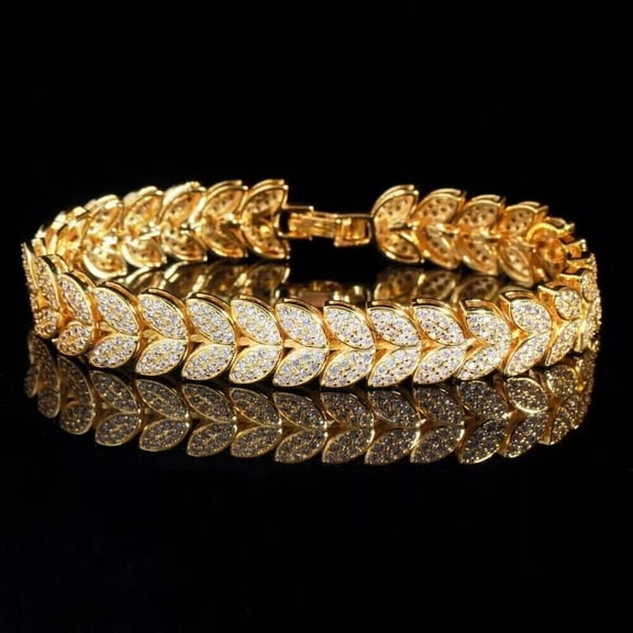 Women's Tennis Bracelet 14K Yellow Gold Plated Moissanite Round Cut White 8 Ct