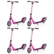 Hurtle Renegade Lightweight Foldable Adult Commuter Kick Scooter, Pink (4 Pack)
