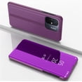 thumbnail image 2 of Mirror Flip Case for Xiaomi Redmi 12C Support Wireless Charging, Clear View Window with Kickstand Thin Ultra Phone Case for Xiaomi Redmi 11A/Redmi 12C QH Purplish Red, 2 of 11