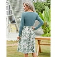 thumbnail image 4 of Yesfashion Women's Long Sleeve Vintage Floral Patchwork Dress Flared A-line Swing Casual Party Midi Dress, 4 of 5