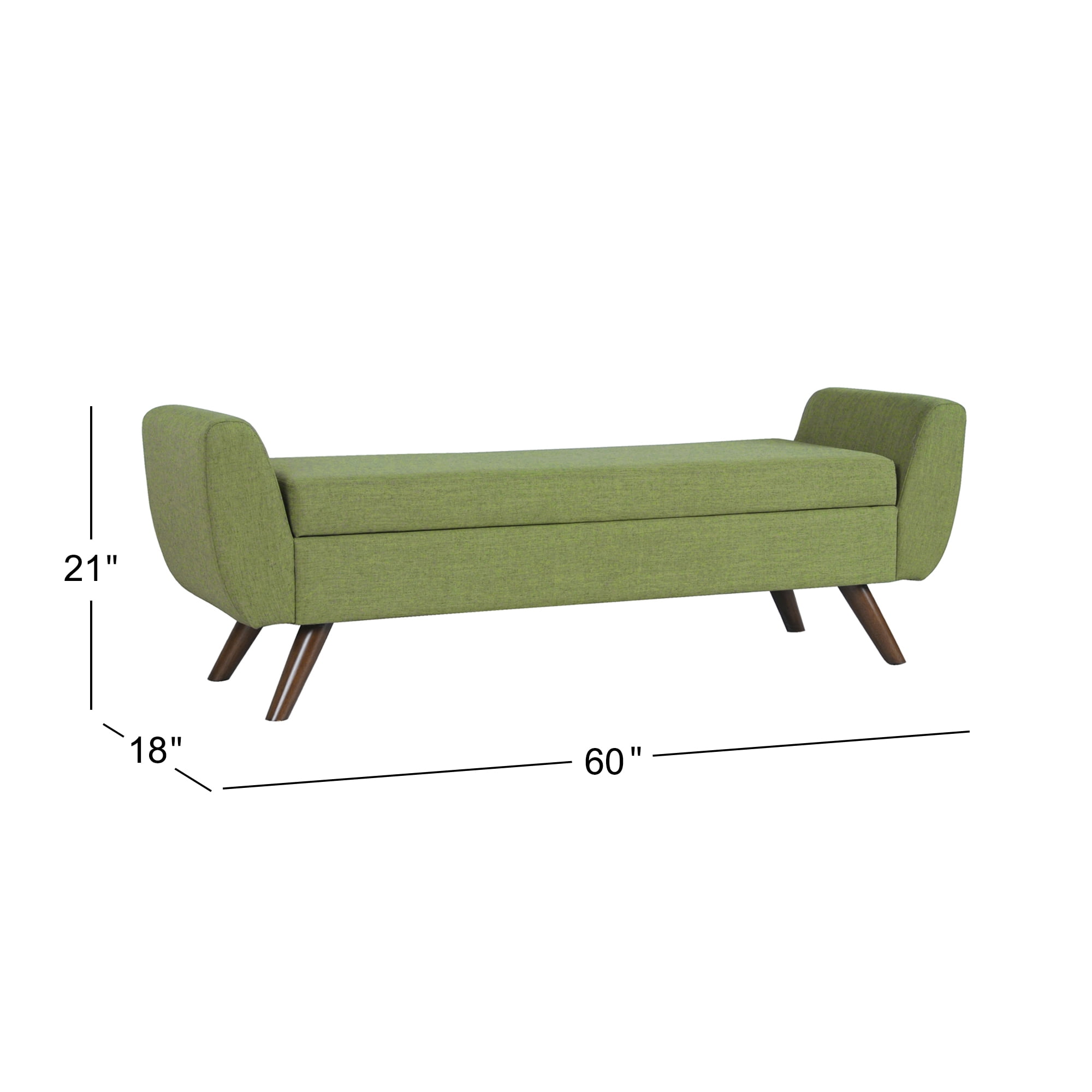 HomePop Modern Storage Bench, 60"W x 18"D x 21"H, Olive Green
