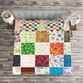 thumbnail image 3 of Ambesonne Colorful Quilted Bedspread Set 3 Pcs, Patchwork Retro Style, King Size, Multicolor, 3 of 3