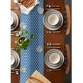 thumbnail image 2 of Table Runner Dresser Scarves 72 Inch Long, Wave Dotted Line Texture Linen Dining Table Runners Modern Blue Gradient Ombre Tabletop Scarf for Wedding Holiday Party Kitchen, 2 of 7