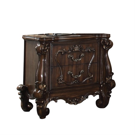 ACME Versailles 2 Drawer Wood Nightstand in Cherry Oak