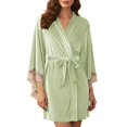 thumbnail image 1 of Lixiuxyad Soft Velvet Cozy Sleep Robe,Green, 1 of 6