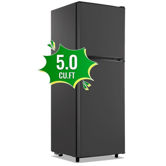 TACOOL Refrigerator with Top Freezer 4.5Cu.ft Two Door Small Mini Fridge with Extra Drink Space for Home Office Dorm Grey