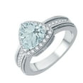 thumbnail image 2 of Sterling Silver with Natural Aquamarine and White Topaz Halo Ring, 2 of 3