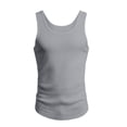 thumbnail image 3 of Men's Summer Ribbed Tank Top Scoop Neck Workout Gym Muscle Tank T-Shirt Sleeveless Undershirt Big and Tall Size L-4XL Gray, 3 of 7