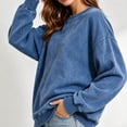 thumbnail image 4 of Lmnyox Sweatshirts for Women Vintage Loose Solid Color Crew Neck Pullover Casual Long Sleeve Tops, 4 of 7