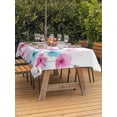 thumbnail image 3 of Outdoor Tablecloth with Umbrella Hole for Patio/Picnic/Party/Camping, Blue Pink Flowers Waterproof Table Cloth Rectangle Table Cover Washable, Spring Garden Floral Watercolor (60"x 102"), 3 of 8