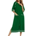 thumbnail image 2 of Kaemgyyd Housecoat for Women casual loose Zipper Front Robe 3/4 Sleeve Lounge dress color block Nightgown with Pockets, 2 of 6