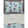 thumbnail image 3 of Nautical Comforter & Sham Bedding Set, Sail Boats at Sea Waves Marine Palm Trees Beach Island Compass Windy Holiday, 3 pcs Duvet Set Microfiber Filling Quilt, 5 Sizes, Pale Blue Red, by Ambesonne, 3 of 4